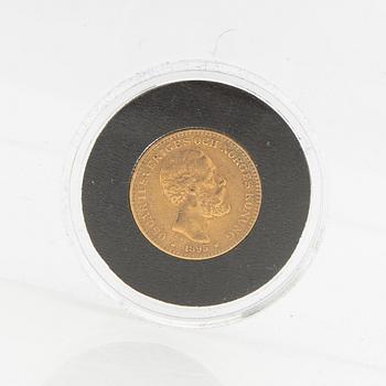 Guldmynt Sverige, Oscar II 10 kr, 1895.