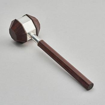 Firma Kultakeskus Oy, a silver and wood ceremonial mallet, Hämeenlinna, Finland 1978.