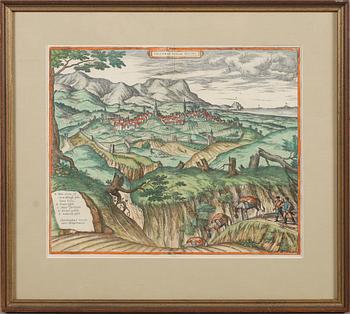 Georgius Hoefnagel · GEORGIUS HOEFNAGEL, efter, kolorerat kopparstick, 1700-tal.