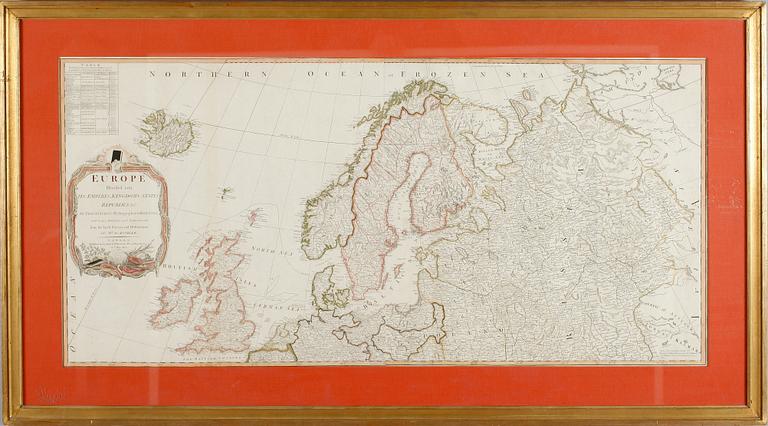 THOMAS KITCHIN, kopparstick, karta, kolorerad, London 1805.
