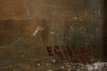 OKÄND KONSTNÄR olja, sign E G Hunt, 1800/1900-tal.