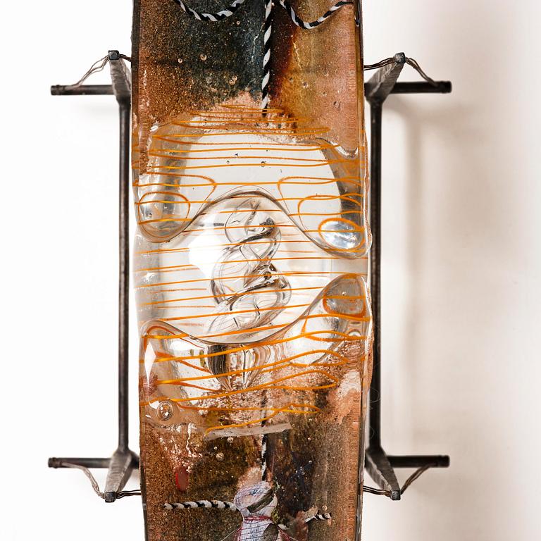 Bertil Vallien, a unique sand cast glass sculpture of a boat, Kosta Boda, Sweden, 1980s.