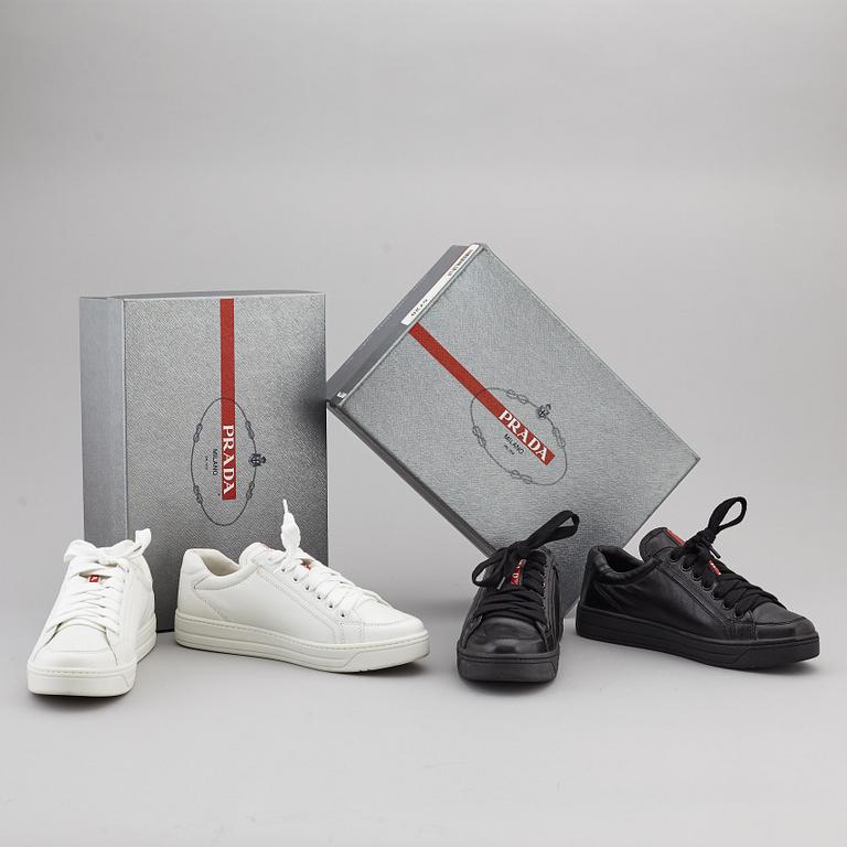 PRADA, sneakers, två par, storlek 35,5.