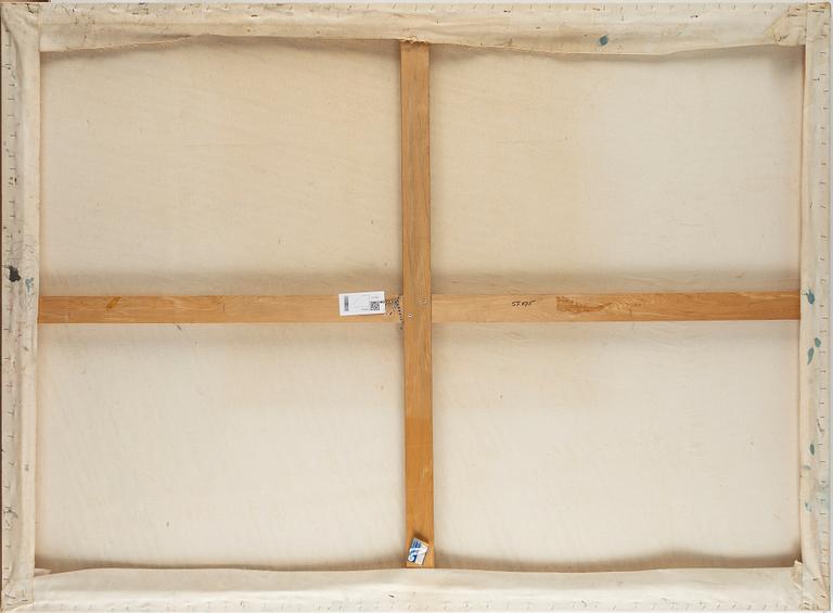 Lenore Malen, acrylic and crayon on canvas, vague signature on the back.