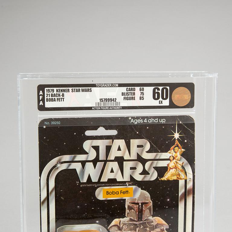 A vintage Star Wars Boba Fett 21back-B AFA60 EX Kenner 1979.