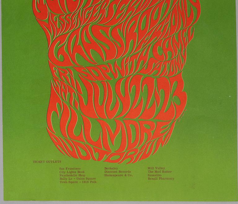 Wes Wilson, concert posters, a pair, San Francisco, 1966.
