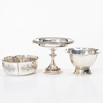 Three silver bowls , including GAB, 20th century.