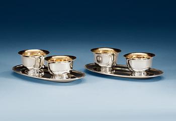 750. A pair of Swedish 19th century parcel-gilt jam bowls, makers mark of Gustaf Möllenborg, Stockholm 1831.
