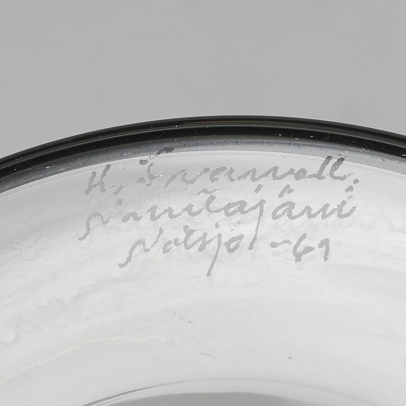 KAJ FRANCK, karaff, glas, signerad K. Franck Nuutajärvi Notsjö och daterad 69.