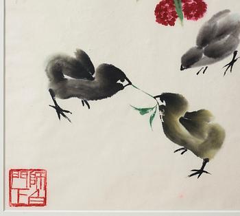MÅLNING, av Deng Baiyuejin (1958-), "A picture of freshness and fortune" (guxintu), signerad och daterad 2008.