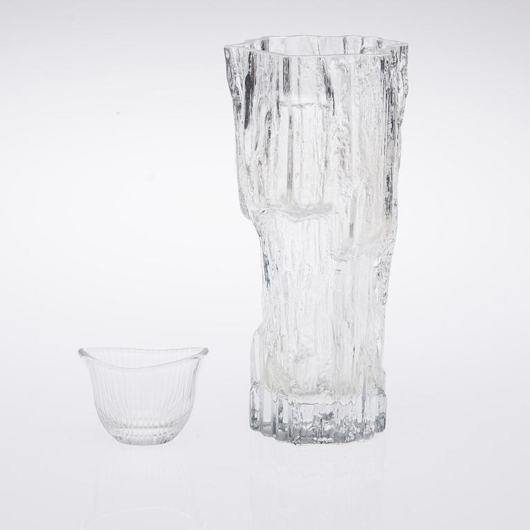 MALJAKKO "Avena" 3429 ja KULHO, lasia, signeeratut Tapio Wirkkala, Iittala.