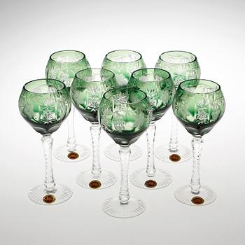VITVINSGLAS, 8 stycken. Böhmen, 1900-talets tredje kvartal.