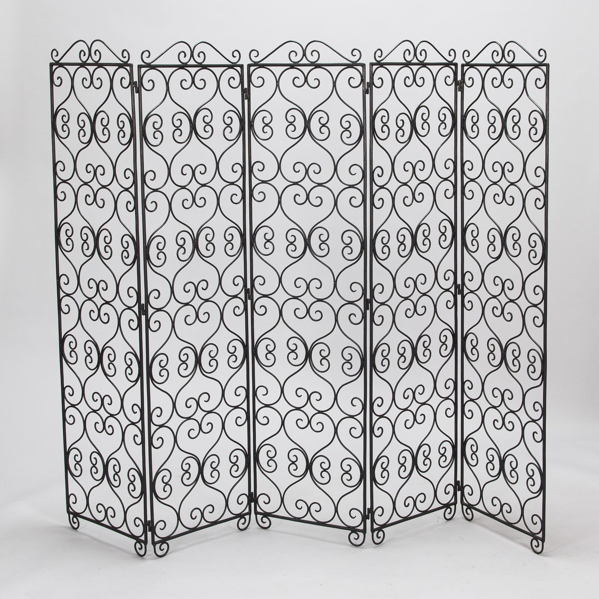 A five-piece folding screen, late 20th century.