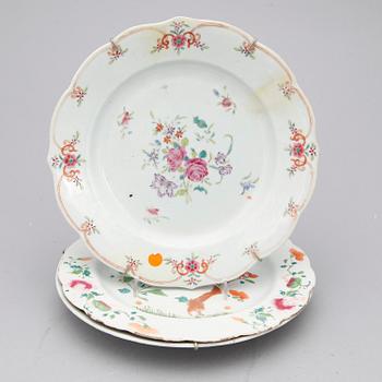 TALLRIKAR, 3 st, 1700-tal, Kina.