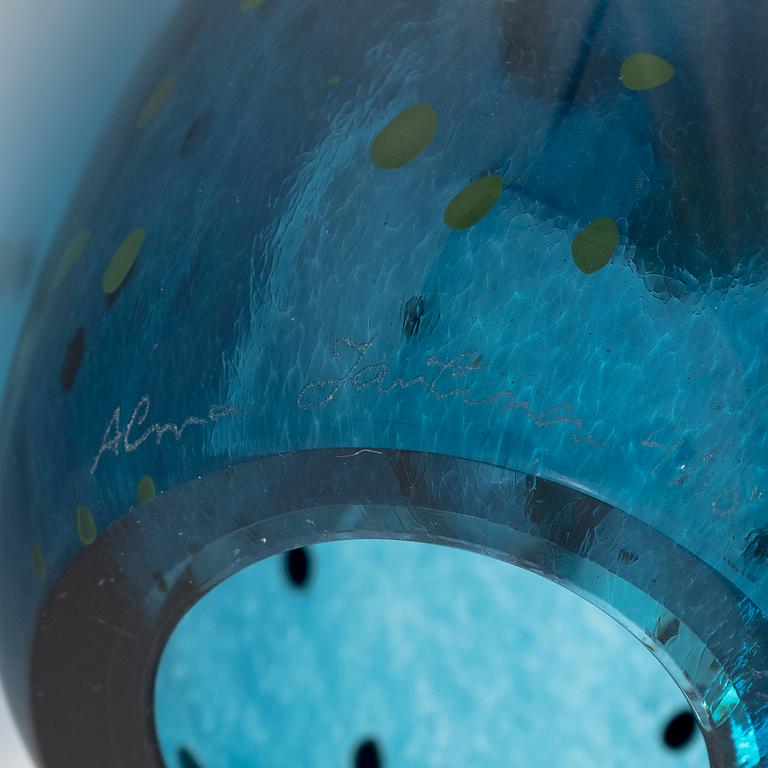 Alma Jantunen, glass sculpture, "Blue Rain", signed Alma Jantunen 4/10.