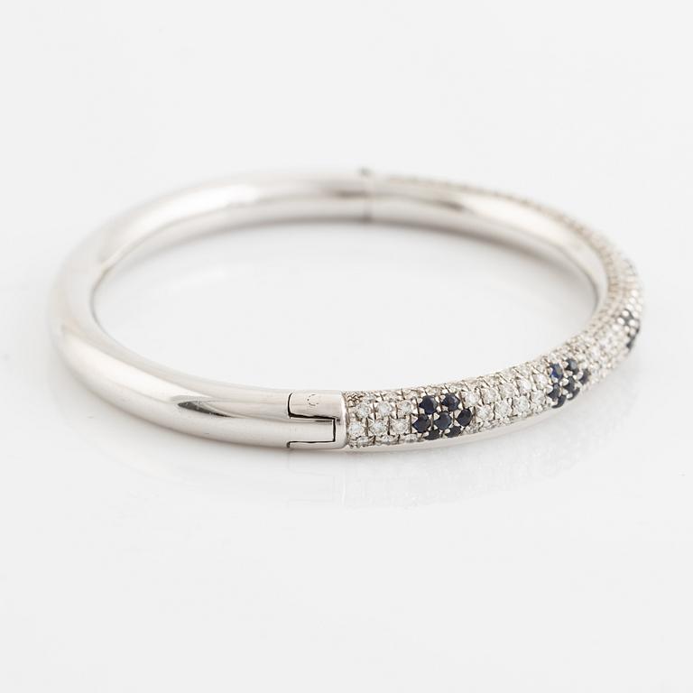 Sapphire and brilliant cut diamond bangle.
