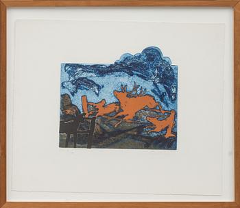 ERNST BILLGREN, färgetsning, signerad E.A och numrerad X/X.
