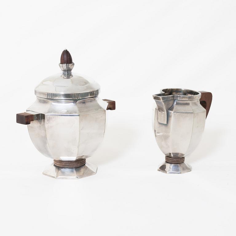 Kaffeservis, 5 delar, nysilver, Christofle Orfèvrerie Gallia, Paris, Frankrike, 1930-tal.