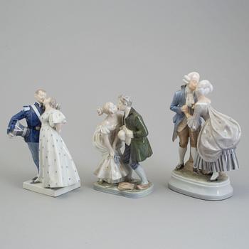 Three Royal Copenhagen porcelain figure group, Denmark, second half of the 20th century.