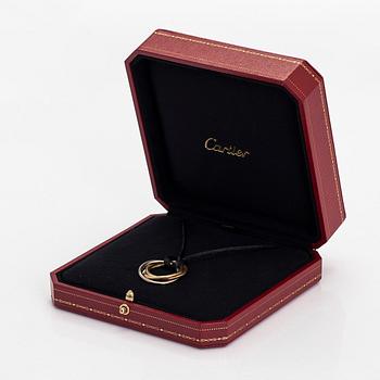 Cartier, necklace/pendant, "Trinity", 18K tricolour gold with black silk cord.