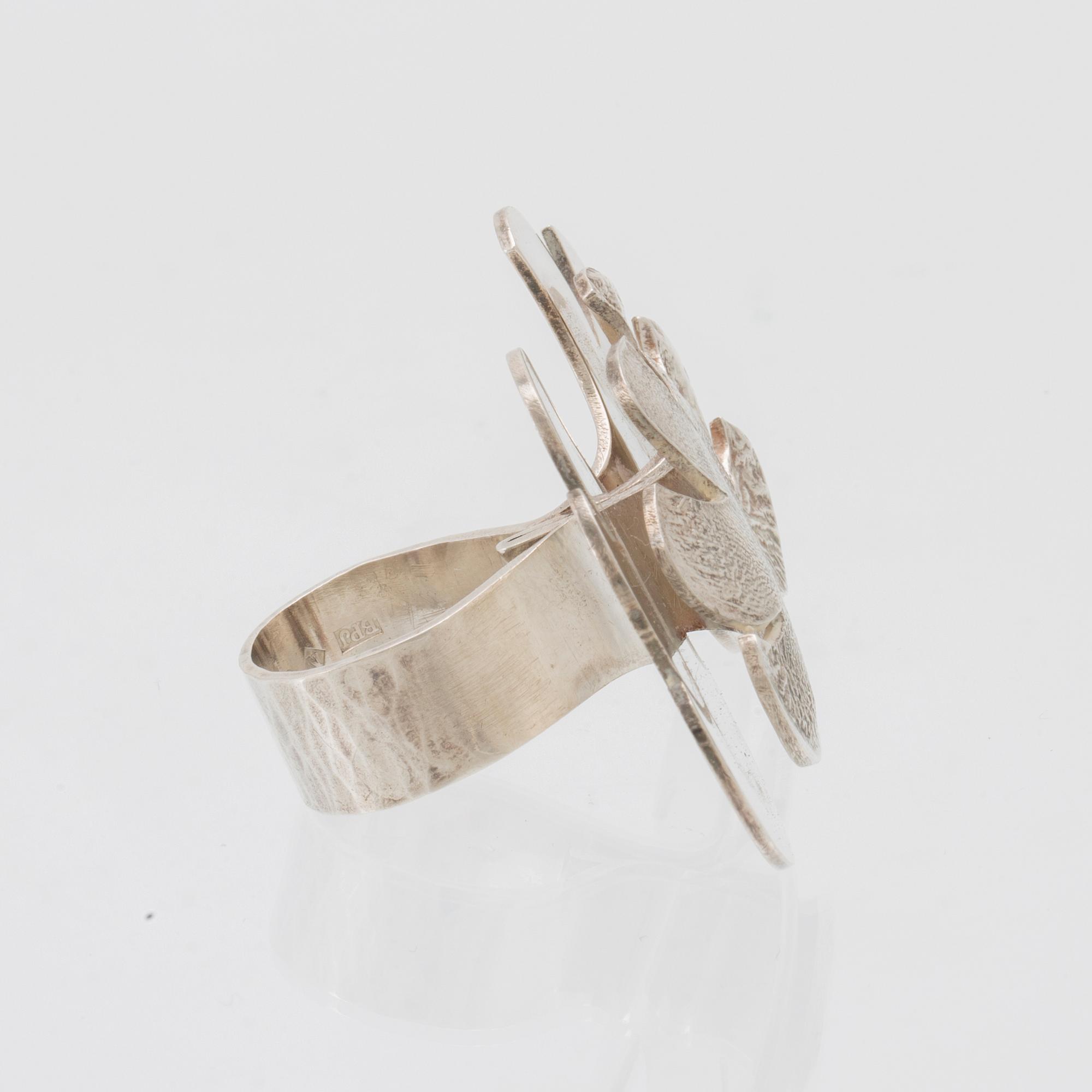 Berit Johansson, a silver ring, Orrefors 1975.