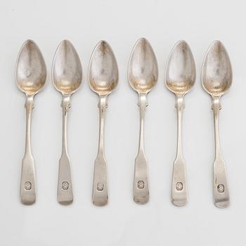 Silver soup ladle and spoons with the Cronstedt family coat of arms, tot. 16 pieces, Finland 1820s - approx. 1851.