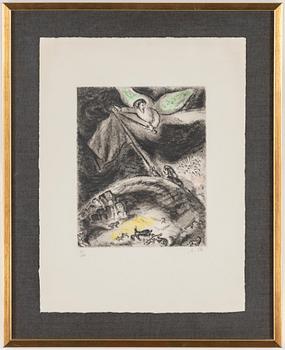 MARC CHAGALL, handkolorerad etsning, 1958, signerad med blyerts och numrerad 51/100.