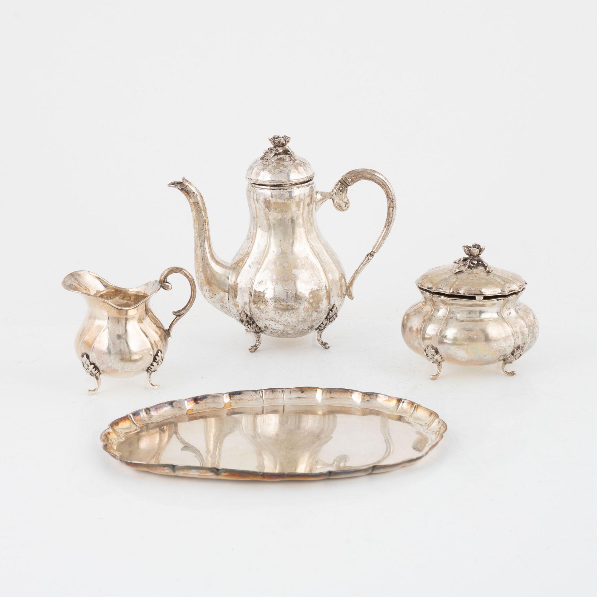 A three pieces coffee service, silver.