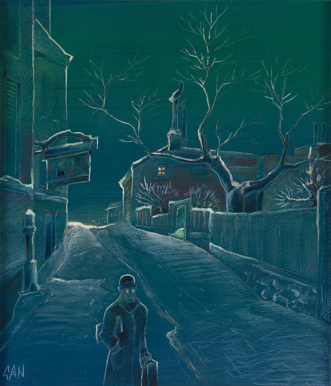 Gösta Adrian-Nilsson, Street view at night.