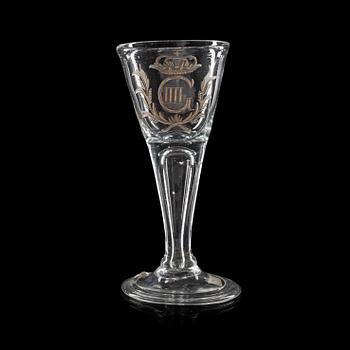 1779. A Swedish armorial goblet with the monogram of King Gustavus IIII, son of Gustavus III,  18th Century.