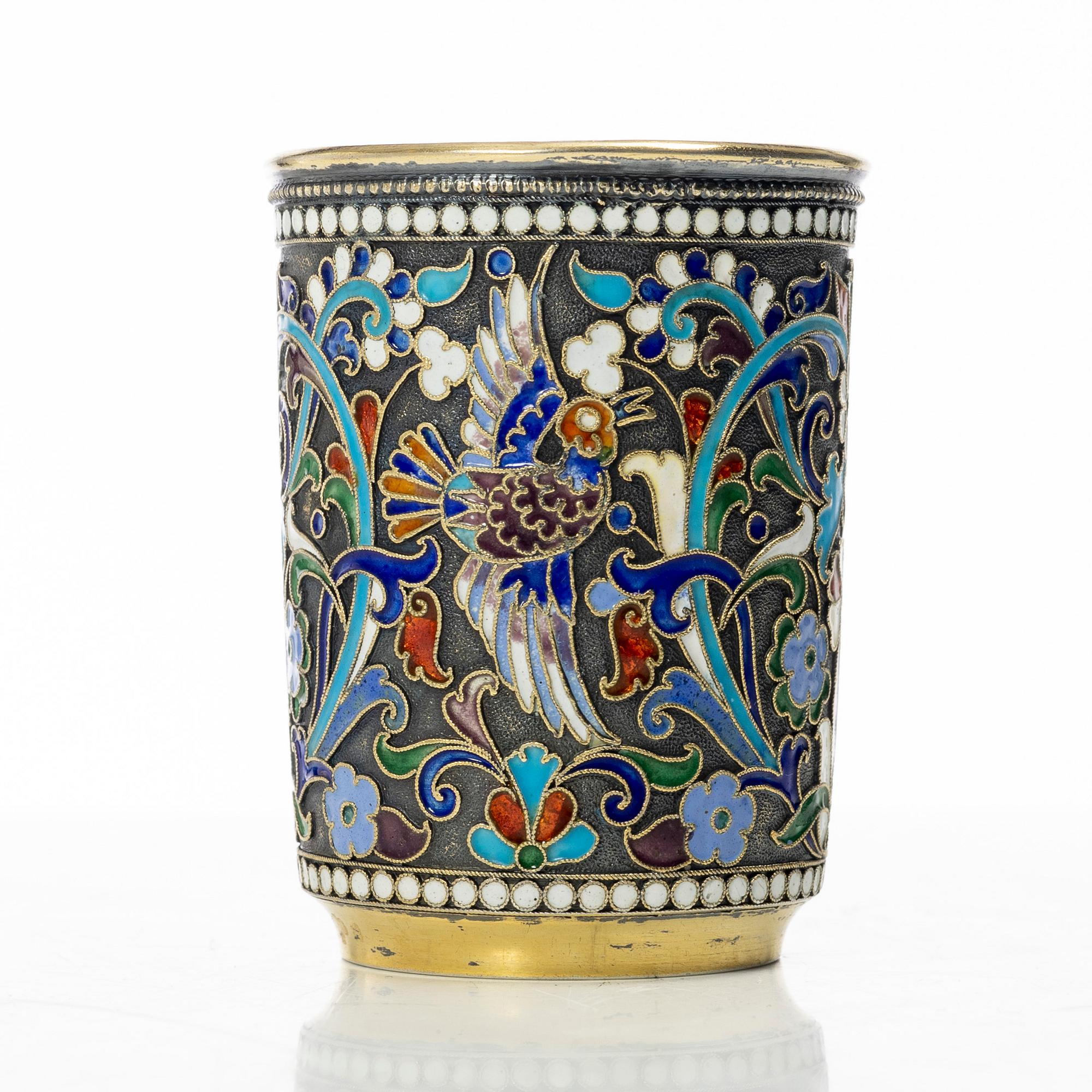 Bägare, silver och emalj, Moskva, Ryssland, tidigt 1900-tal.