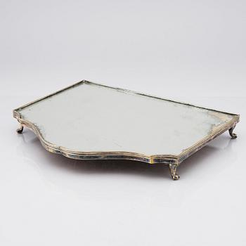 A argent hachè mirrored dinner table plateau, 18th century.