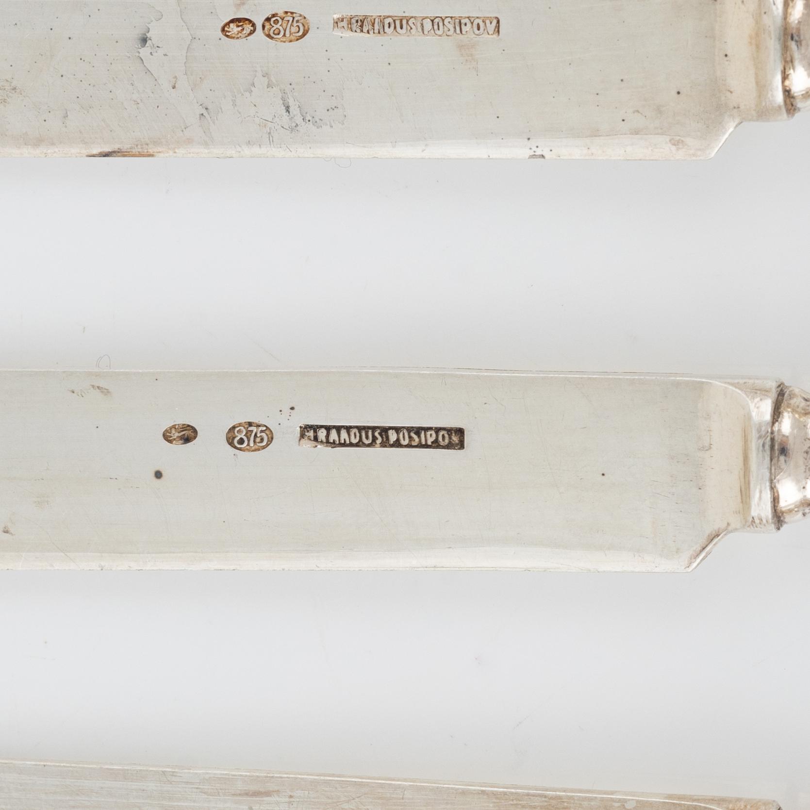 7 silver cutlery pieces, including H.Raadus & P.Osipov, Estonia, 1922-1939.