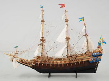 FARTYGSMODELL, trä och textil, 1900-talets mitt.