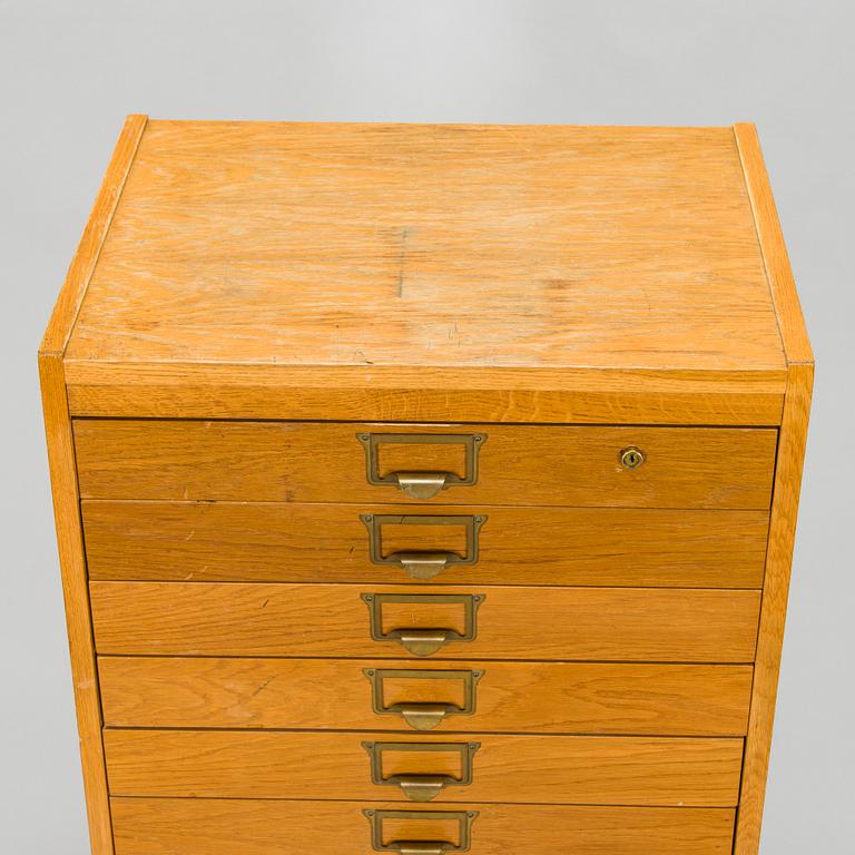 A Billnäs oak wood archive cabinet, Finland mid-20th century.