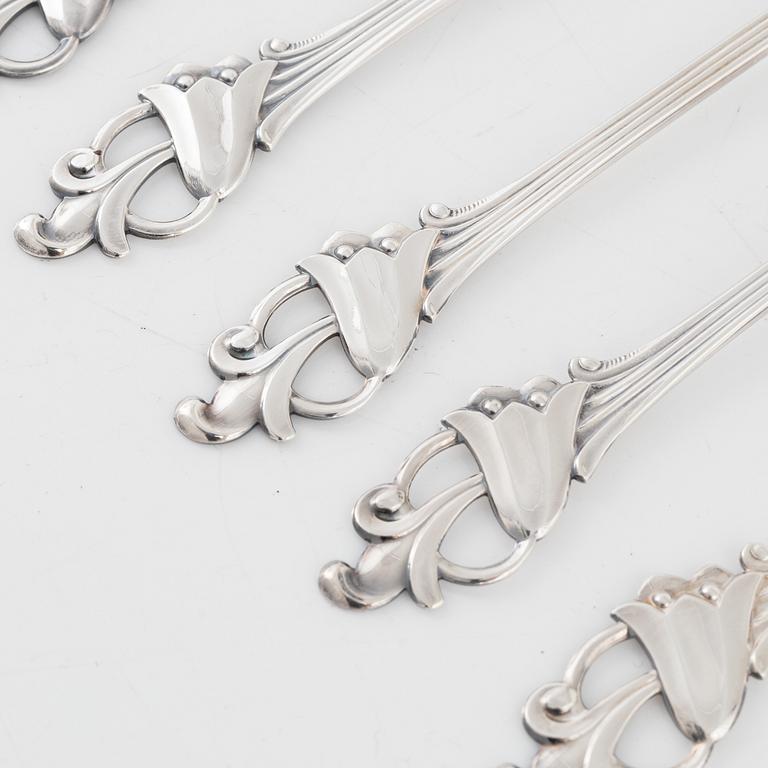 Eleven silver pastry forks, 'Blåklocka', Thorvald Marthinsen Sølvvarefabrik, Norway.