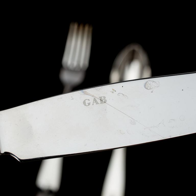 BESTICKSERVIS, 24 delar. Silver, G.A.B "Vasa" 1900-talets slut, ca 1500g inkl stålblad.