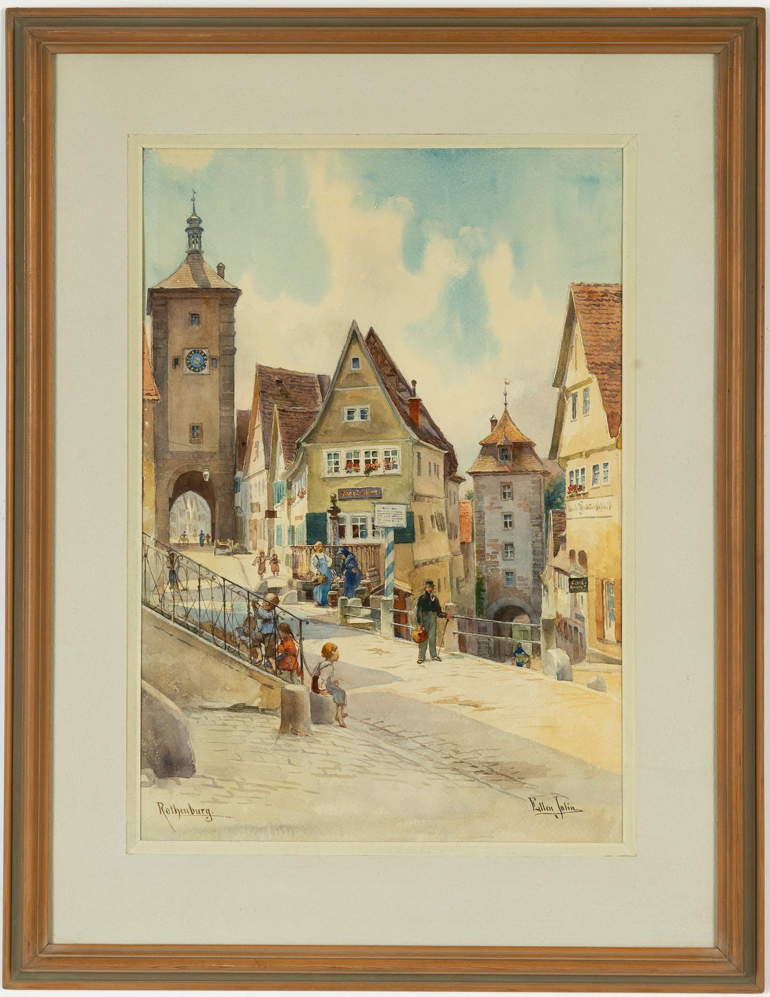 Ellen Jolin, watercolour, signed.