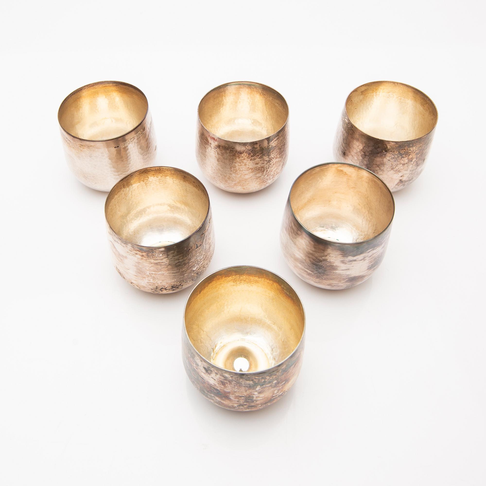 Tapio Wirkkala, Saucers, 6 pcs, Kultakeskus, Hämeenlinna 1977, silver, TW 469.