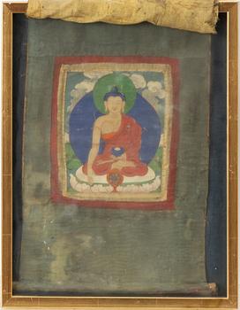 Oidentifierade konstnärer, Buddhistiska motiv, fyra stycken, Tibet, 1900-tal.