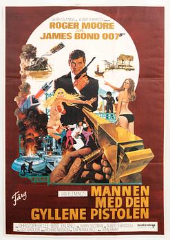 A Swedish movie poster James Bond "Mannen med den gyllene pistolen" (The man with the golden gun), 1974.