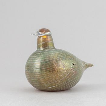 A glass bird by Oiva Toikka, Nuutajärvi, Finland, Signed.