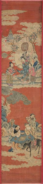 A set of four kesi panels depicting Xiwangmu and the daoist Immortals, late Qing dynasty.
