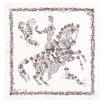 HERMÈS, pochette samt scarf, "Cheval Fleuri" samt "Belles du Mexique".