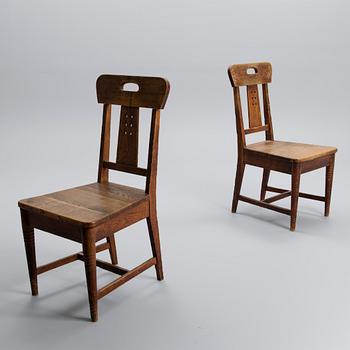 LOUIS SPARRE, A PAIR OF CHAIRS. The Student House (Helsinki) library chairs, for Iris factory, about 1900.