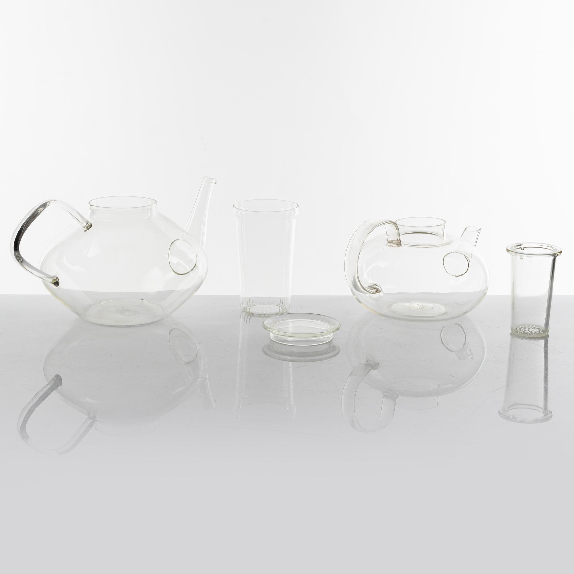 Wilhelm Wagenfeld, 22 glass service pieces, Jenaer Glaswerk, Schott & Gen, Germany.