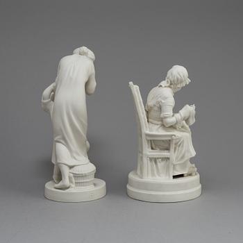 FIGURER, 2 st, parian, Gustafsberg, en daterad 1918.