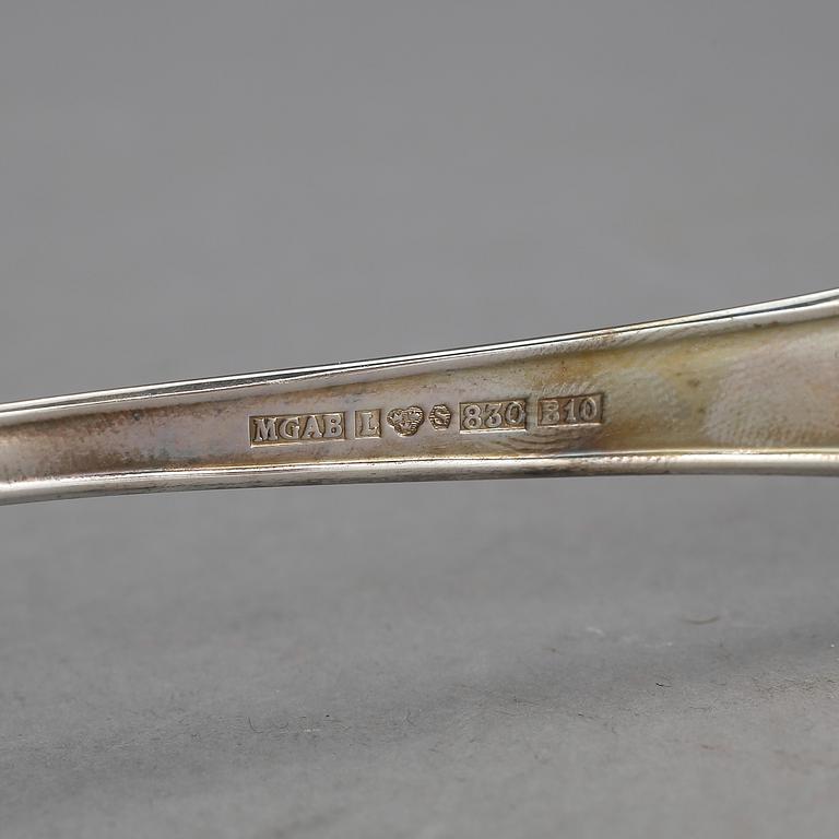 BESTICKUPPSÄTTNING, 83 delar, silver. MGAB, Uppsala, mestadels 1976-77. Vikt ca 3260 gram.