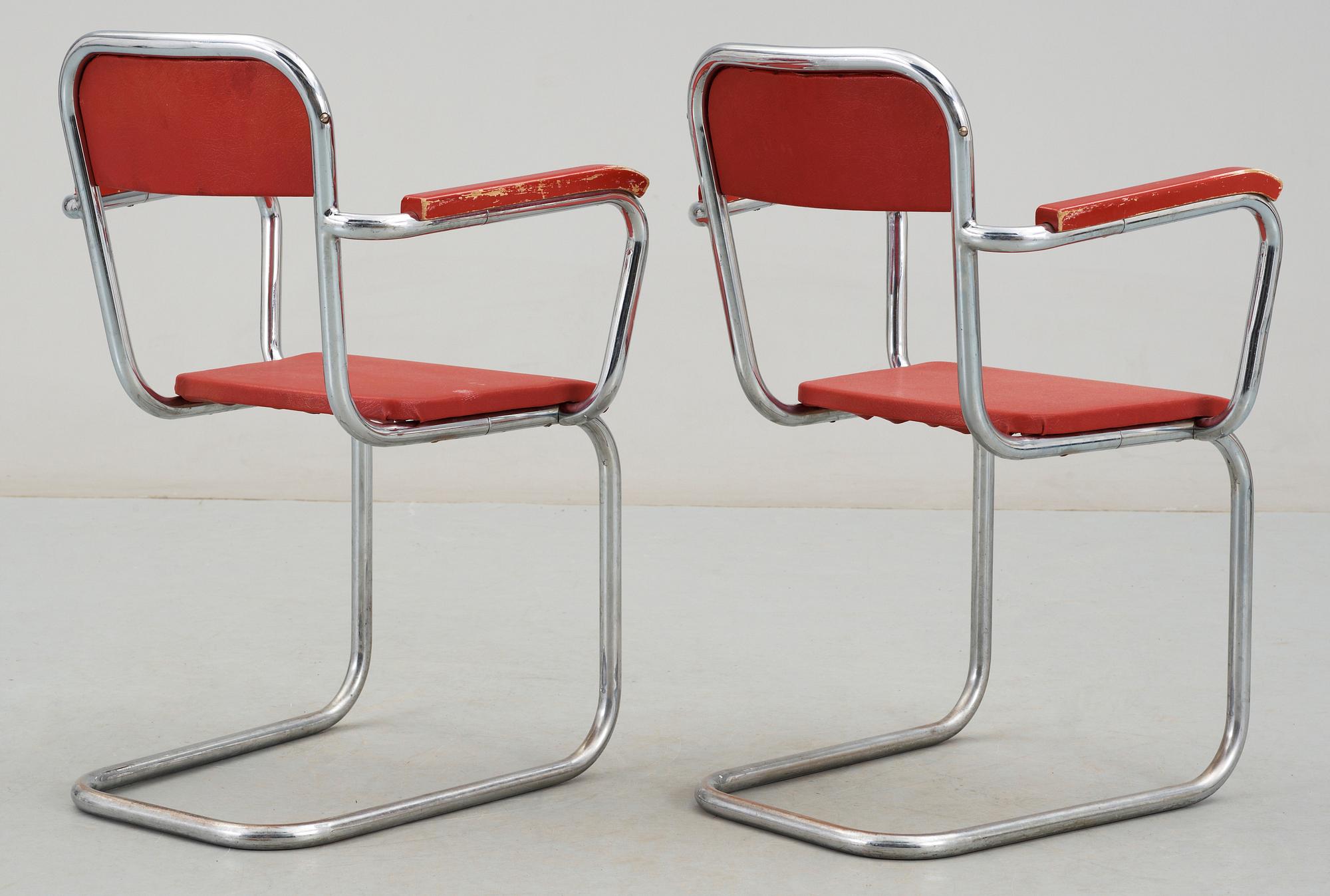 KARMSTOLAR, ett par, funkis, DS stålmöbler, Malmö, 1930/40-tal.