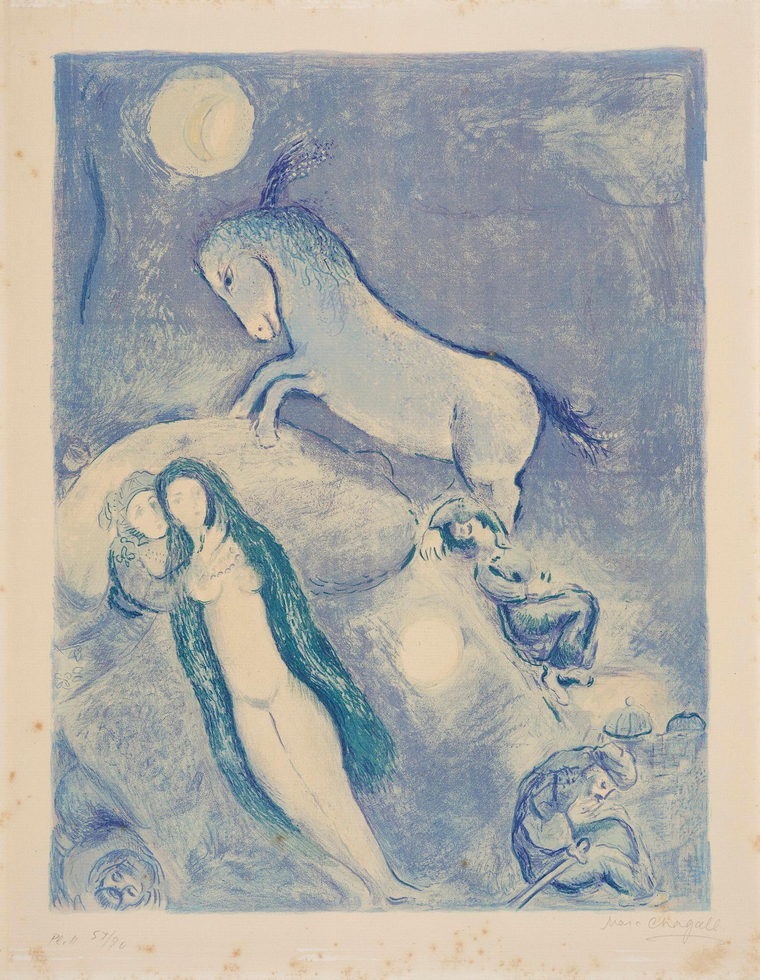Marc Chagall, "He Went Up to the Couch and Found a Young Lady Asleep..", from: Four Tales from the Arabian Nights.